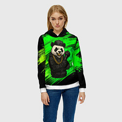 Толстовка-худи женская Панда рэпер с микрофоном, цвет: 3D-белый — фото 2