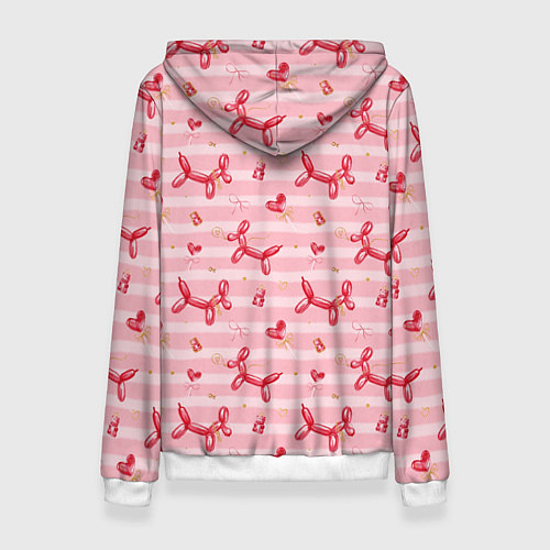 Женская толстовка Красные шарики-собачки на розовых полосках / 3D-Белый – фото 2