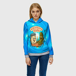 Толстовка-худи женская Молоко и огурец - идеальная пара, цвет: 3D-меланж — фото 2