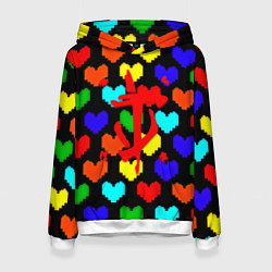 Толстовка-худи женская Doom love pixel pattern, цвет: 3D-белый