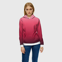 Толстовка-худи женская Градиент гранатовый, цвет: 3D-белый — фото 2