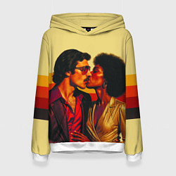 Толстовка-худи женская Диско поцелуй поп-арт 1970-е, цвет: 3D-белый