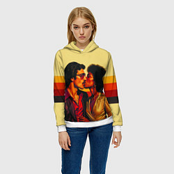 Толстовка-худи женская Диско поцелуй поп-арт 1970-е, цвет: 3D-белый — фото 2