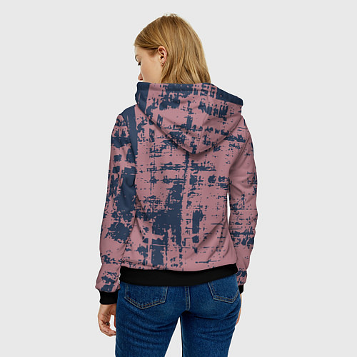 Женская толстовка Текстура с потертостями сине-розовая / 3D-Черный – фото 4