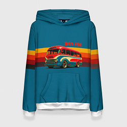 Толстовка-худи женская Ретро автобус ЗИЛ 156 поп-арт, цвет: 3D-белый