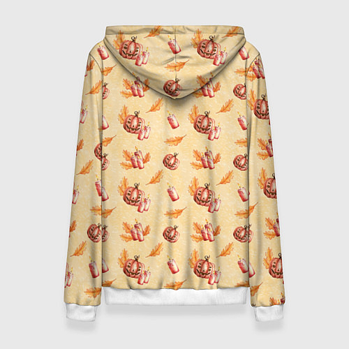 Женская толстовка Хеллоуин с тыквой и листьями / 3D-Белый – фото 2