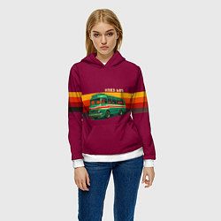 Толстовка-худи женская Ретро автобус КАВЗ-685 поп-арт, цвет: 3D-белый — фото 2