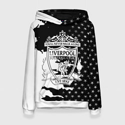 Толстовка-худи женская Liverpool текстура спорт, цвет: 3D-белый