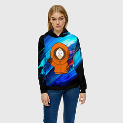 Толстовка-худи женская Южный парк - Кенни, цвет: 3D-черный — фото 2