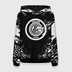 Толстовка-худи женская Inter белые штрихи красок, цвет: 3D-черный