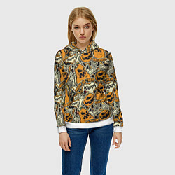 Толстовка-худи женская Хэллоуин тыквы, цвет: 3D-белый — фото 2