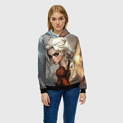 Толстовка-худи женская Цири в мультяшном стиле, цвет: 3D-черный — фото 2