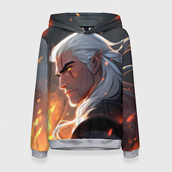 Толстовка-худи женская Ведьмак в аниме стиле, цвет: 3D-меланж