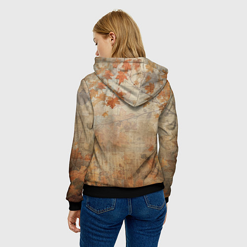 Женская толстовка Осенней енот в шарфе / 3D-Черный – фото 4