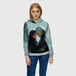 Толстовка-худи женская Йеннифэр и Геральт в обнимку, цвет: 3D-меланж — фото 2