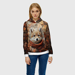 Толстовка-худи женская Осенний волчонок, цвет: 3D-белый — фото 2