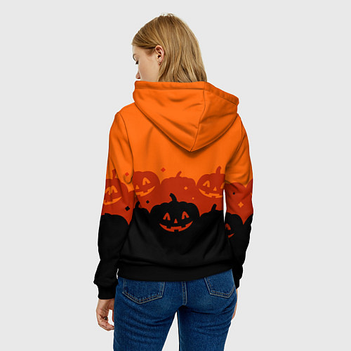 Женская толстовка Хэллоуин счастливые тыквы / 3D-Черный – фото 4