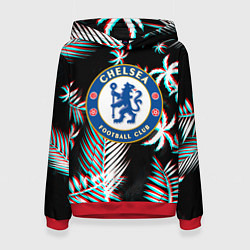 Толстовка-худи женская Chelsea тропики глитч текстура, цвет: 3D-красный