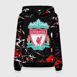 Толстовка-худи женская Liverpool штрихи красок, цвет: 3D-черный