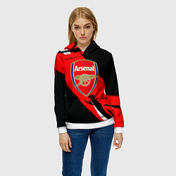 Толстовка-худи женская Арсенал геометрия полосы краски, цвет: 3D-белый — фото 2