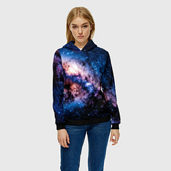 Толстовка-худи женская Фантастический космос звёзды и туманности, цвет: 3D-черный — фото 2