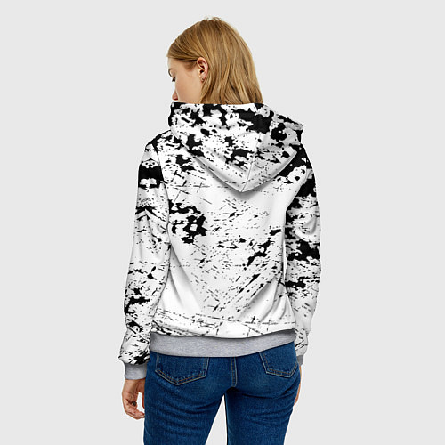 Женская толстовка Borussia черно белые краски / 3D-Меланж – фото 4