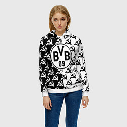 Толстовка-худи женская Borussia паттерн ссср, цвет: 3D-белый — фото 2