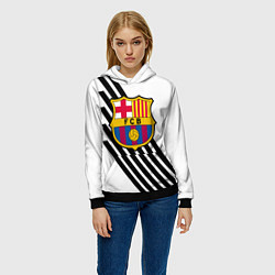 Толстовка-худи женская Barcelona черно белые полосы, цвет: 3D-черный — фото 2