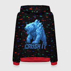 Толстовка-худи женская Медведь из кристаллов, цвет: 3D-красный