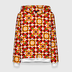 Толстовка-худи женская Пестрый узорчатый паттерн, цвет: 3D-белый