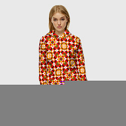 Толстовка-худи женская Пестрый узорчатый паттерн, цвет: 3D-белый — фото 2