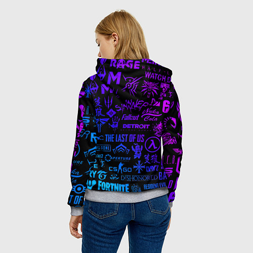 Женская толстовка Барселона неоновые логотипы игр / 3D-Меланж – фото 4