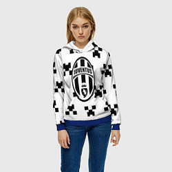 Толстовка-худи женская Juventus x minecraft pattern, цвет: 3D-синий — фото 2