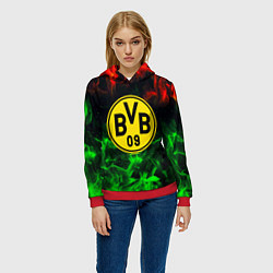 Толстовка-худи женская Borussia красно зеленый огонь, цвет: 3D-красный — фото 2