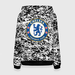 Толстовка-худи женская Челси штрихи красок, цвет: 3D-черный