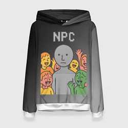 Толстовка-худи женская Я NPC без эмоций, цвет: 3D-белый