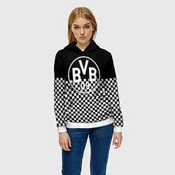 Толстовка-худи женская Borussia шахматная клетка, цвет: 3D-белый — фото 2