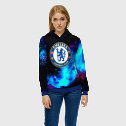 Толстовка-худи женская Челси неоновый космос, цвет: 3D-синий — фото 2