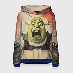 Толстовка-худи женская Шрек в панике, цвет: 3D-синий