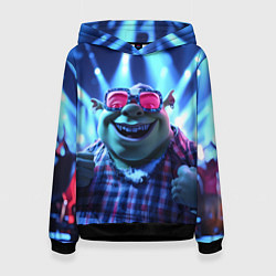 Толстовка-худи женская Шрек на дискотеке, цвет: 3D-черный