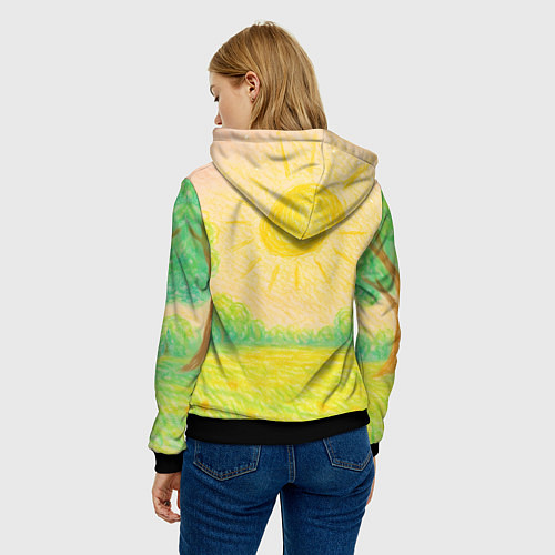 Женская толстовка Заяц обнимает кактус / 3D-Черный – фото 4