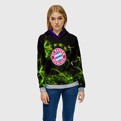 Толстовка-худи женская Бавария Мюнхен огонь, цвет: 3D-меланж — фото 2