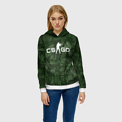 Толстовка-худи женская Эмблема CS GO на камуфляжном фоне, цвет: 3D-белый — фото 2