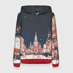 Толстовка-худи женская Праздничная ночь в Москве, цвет: 3D-красный