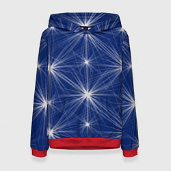 Толстовка-худи женская Звезды на синем фоне, цвет: 3D-красный