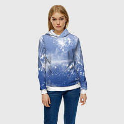 Толстовка-худи женская Снежки попали в тебя, цвет: 3D-белый — фото 2