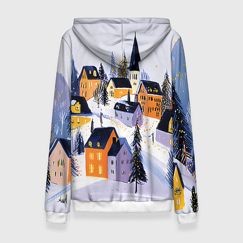 Женская толстовка Новогодние домики на горе / 3D-Белый – фото 2