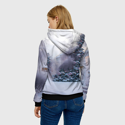 Женская толстовка Геометрическая новогодняя лошадка / 3D-Черный – фото 4