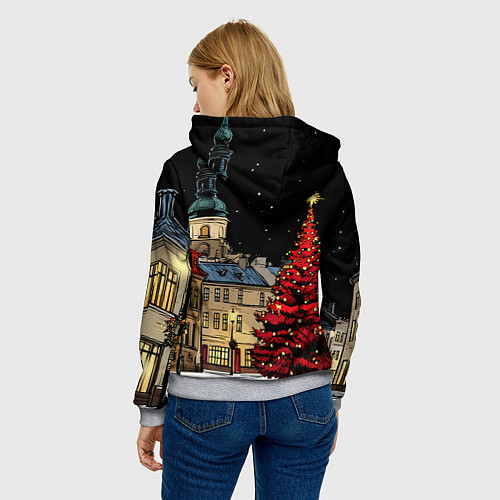 Женская толстовка Красная новогодняя елка / 3D-Меланж – фото 4