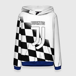 Толстовка-худи женская Ювентус клетка краски, цвет: 3D-синий